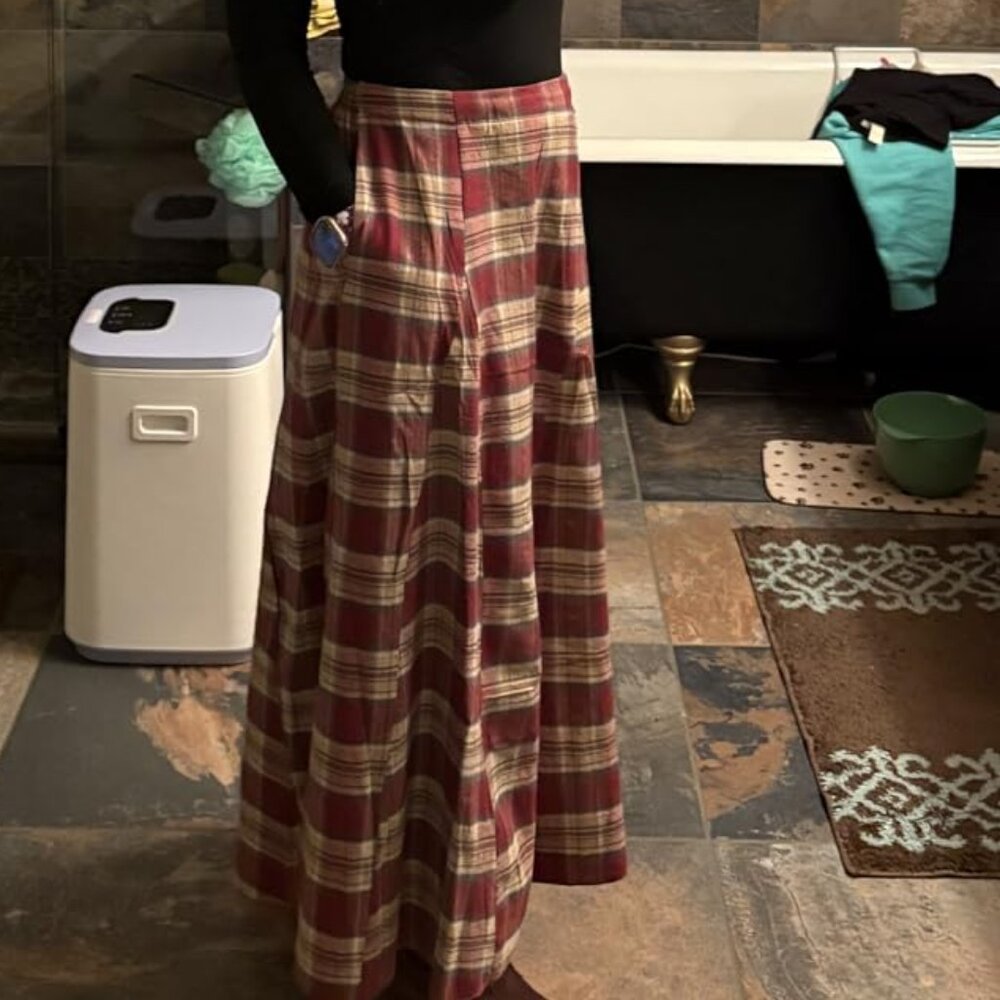 Womens Flannel Plaid Long Skirt - Picture 2 of 8